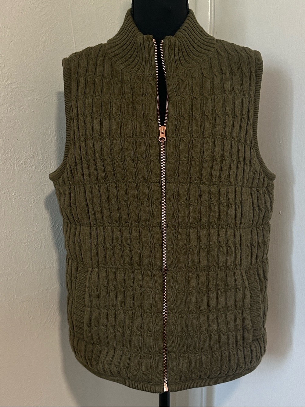 NWOT- Talbots Olive Green Quilted Knit Zip Vest